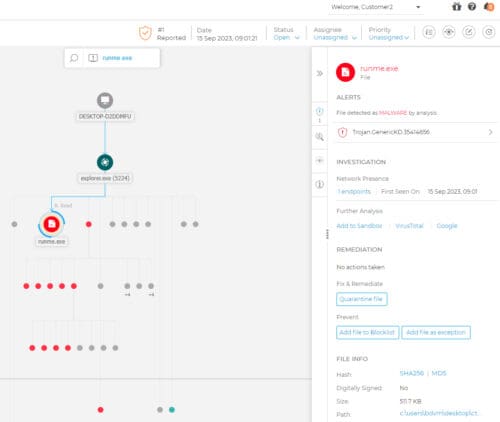 bitdefender end-to-end attack forensic screen shot